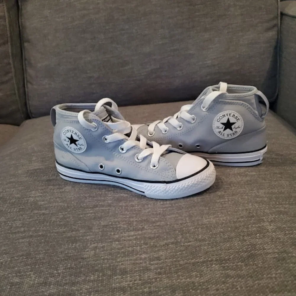 Converse Kids Chuck Taylor All Star Syde Street Leather Youth Mid Grey S…